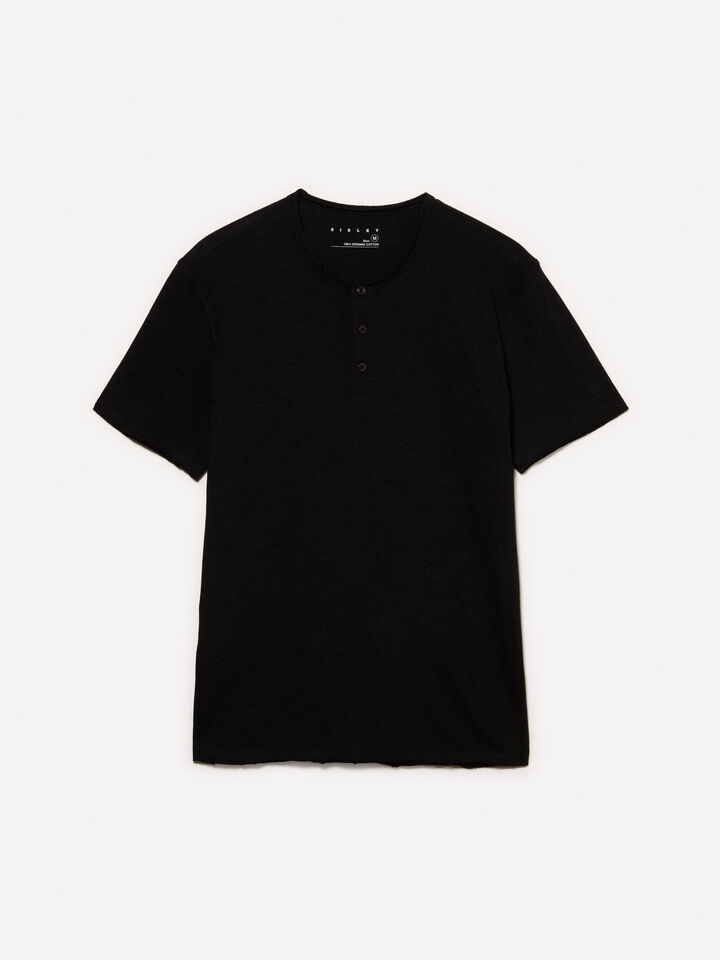 T-shirt serafino nera - t-shirt a manica corta da uomo - Nero | Sisley image number 5